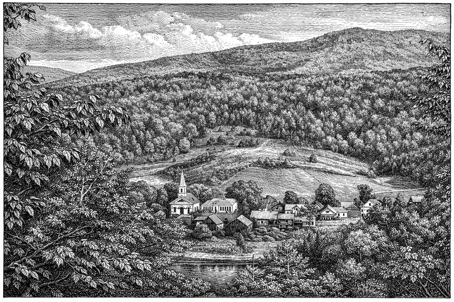 Engraving of Moretown, Vermont